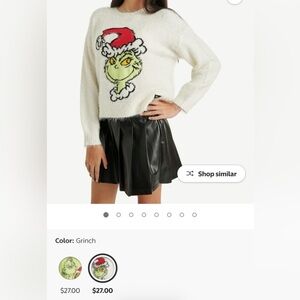 Justice White Sweater with Grinch Design
